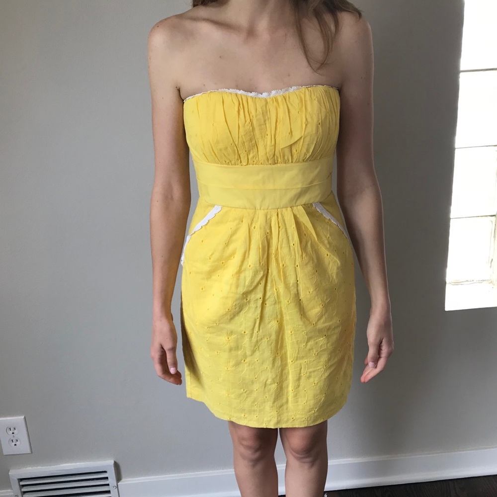 Strapless eyelet dress